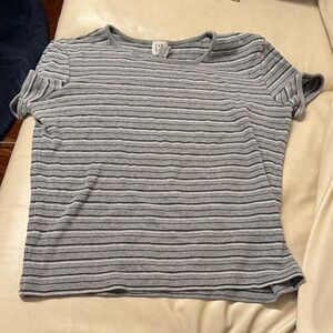 Vintage 90s GAP Gray and Black Striped Short Sleeve Tee